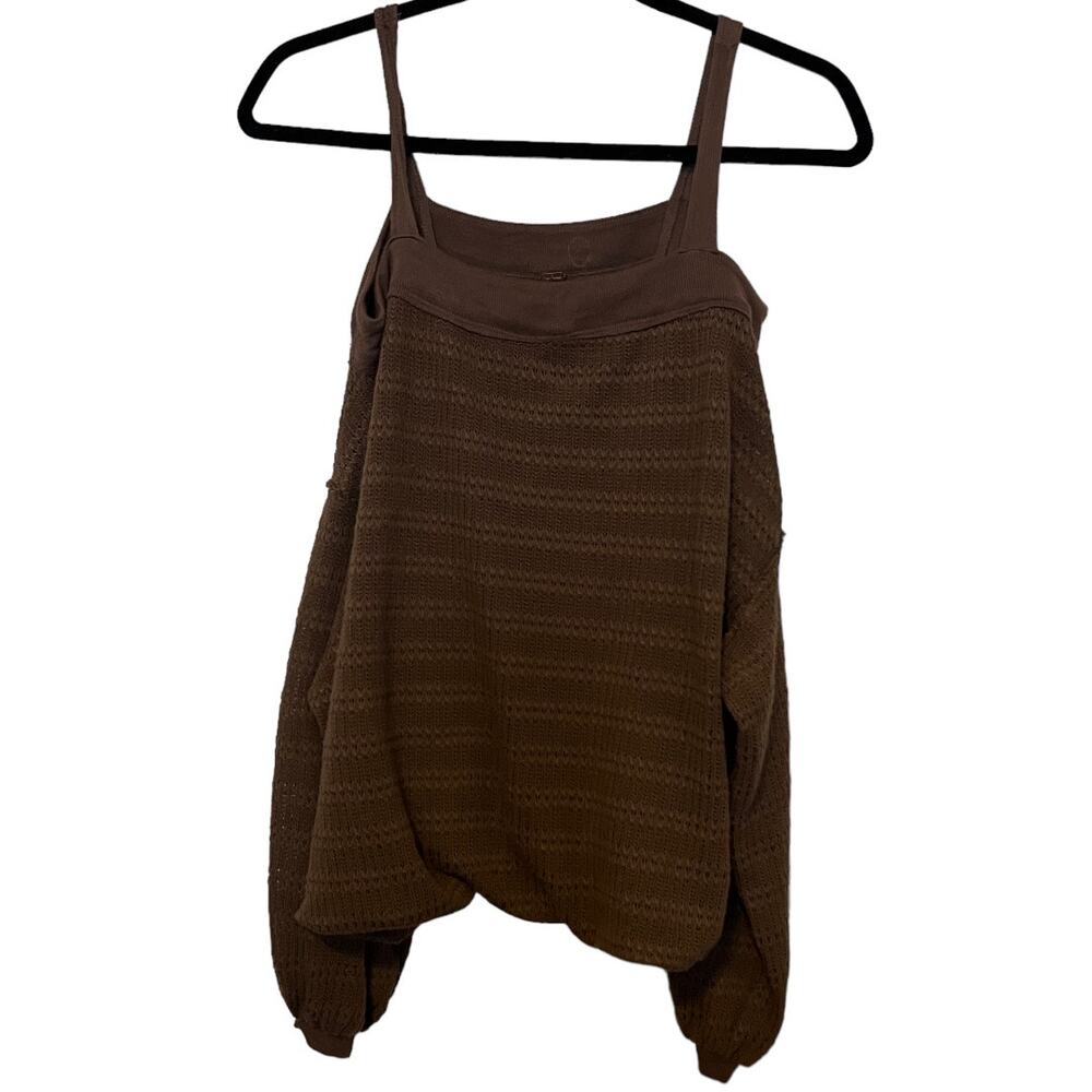 Free People Sistine Cold Shoulder Hacci Balloon Sleeve Sweater Size M - Picture 5 of 11